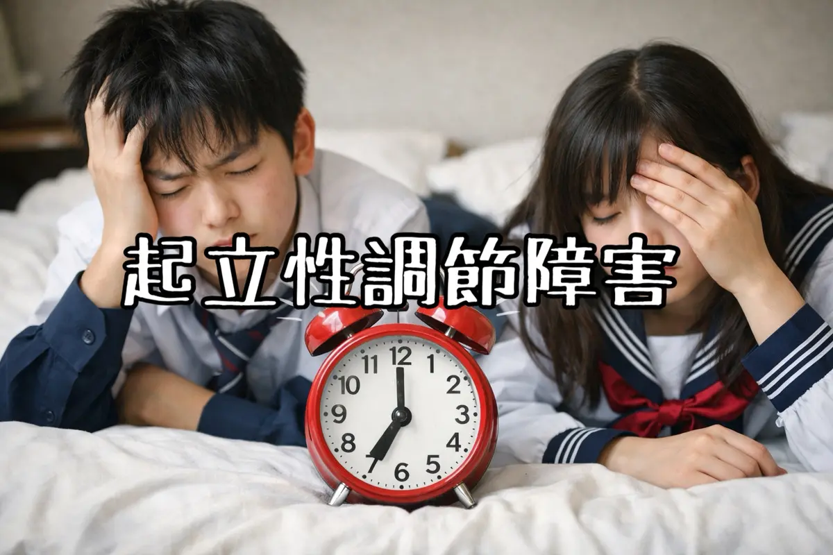 起立性調節障害で朝起きられずつらそうな中学生の様子