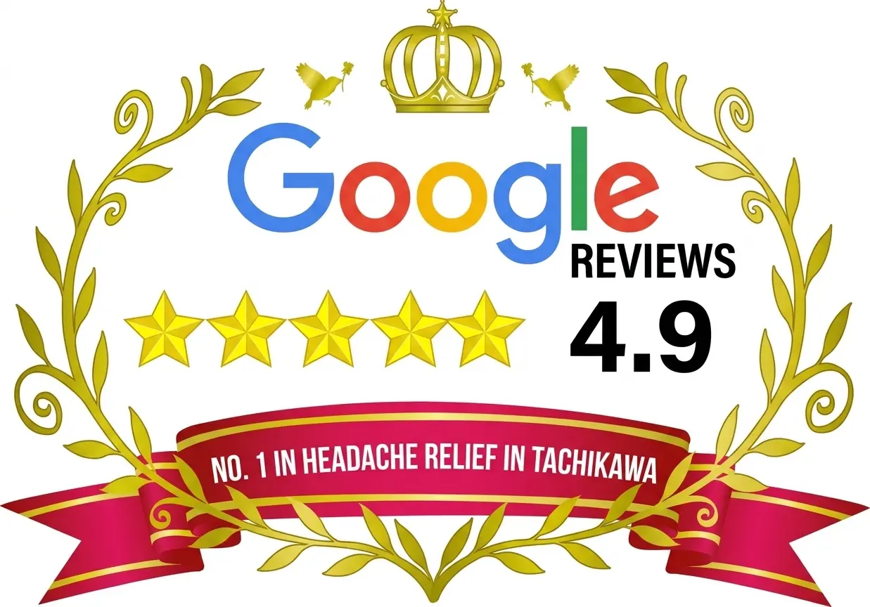 Google Reviews 4.9 stars — No.1 in headache relief in Tachikawa — Freebera Tachikawa chiropractic clinic
